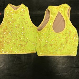 BUNDLE: Weissman Lemon Sequined Top (4) and Bottom (2) SQ 9601; Dance Costume